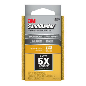 3M Sandblaster 3-3/4 in. L X 2-1/2 in. W X 1 in. 320 Grit Fine Flat Surface Sanding Sponge