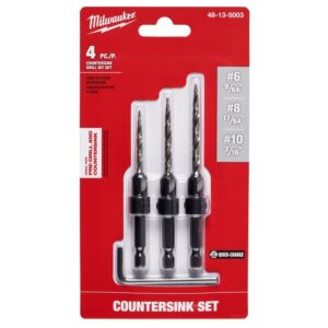 Milwaukee 0.3 in. L High Speed Steel Drill and Countersink Set Quick-Change Hex Shank