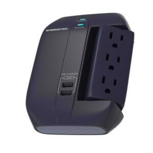 Monster Just Power it Up 0 ft. L 6 outlets Wall Tap Surge Protector w/USB Black 1200 J - Image 2