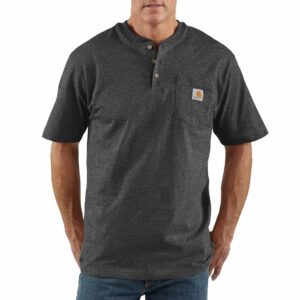 Carhartt Short Sleeve Workwear Henley T-Shirt K84 026 Carbon Heather Medium