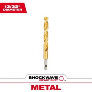 Milwaukee Shockwave 13/32 in. X 4.8 in. L Titanium Red Helix Drill Bit Hex Shank