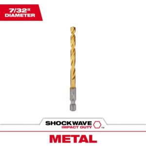 Milwaukee Shockwave 7/32 in. X 4.09 in. L Titanium Red Helix Drill Bit Hex Shank