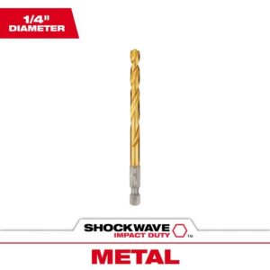 Milwaukee Shockwave 1/4 in. X 4.13 in. L Titanium Red Helix Drill Bit Hex Shank