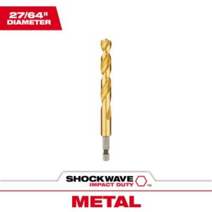 Milwaukee Shockwave 27/64 in. X 4.88 in. L Titanium Red Helix Drill Bit Hex Shank