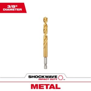 Milwaukee Shockwave 3/8 in. X 4.65 in. L Titanium Red Helix Drill Bit Hex Shank