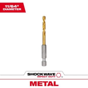 Milwaukee Shockwave 11/64 in. X 2.91 in. L Titanium Red Helix Drill Bit Hex Shank