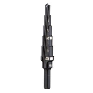 Milwaukee JAM-FREE 3/16 to 1/2 in. X 6 in. L Black Oxide Step Drill Bit 3-Flat Shank