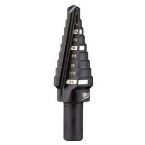 Milwaukee JAM-FREE 1/4 to 3/4 in. X 6 in. L Black Oxide Step Drill Bit 3-Flat Shank