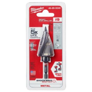 Milwaukee Shockwave 7/8 to 1-1/8 in. High Speed Steel #9 Impact Step Drill Bit Quick-Change Hex Shan