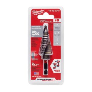 Milwaukee Shockwave 1/8 to 1 in. X 3.9 in. L High Speed Steel #8 Impact Step Drill Bit Quick-Change