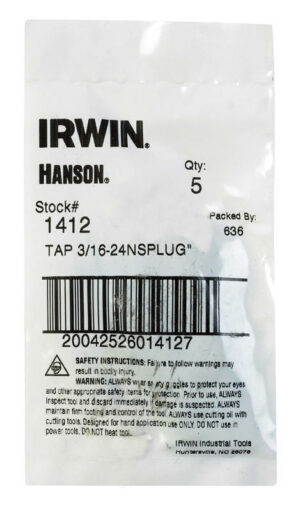 Irwin Hanson High Carbon Steel SAE Fraction Tap 3/16 in.