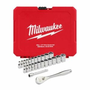 Milwaukee 1/4 in. drive Metric and SAE 25 Piece Mechanics Ratchet and Socket Set 90 teeth