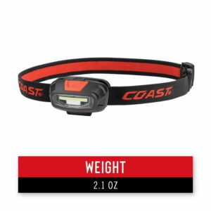 Coast� FL13 255 Lumen Dual Color (White & Red) LED Headlamp, Batteries & Hard Hat Clips Included, Red - Image 2